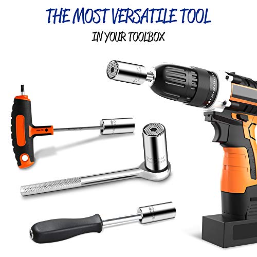 Universal Socket, Grip Socket Set Fits Standard 1/4'' - 3/4'' Metric 7mm-19mm with Multi-Function Power Drill Adapter Best Tools Gifts for Men, Father, Dad, Husband, Boyfriend, Gift Box - Thumbnail 7