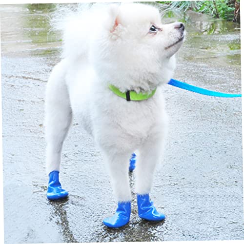 ERINGOGO 4stücke wasserdichte Hundeschuhe rutschfeste Langlebige Pfotenschutz-Schuhe Für Katzen Und Hunde Für Outdoor-aktivitäten Blau