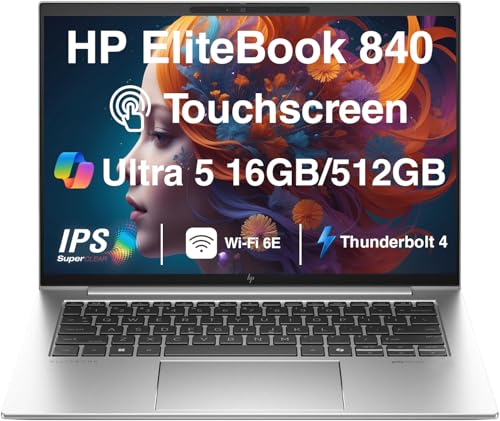 Image of HP EliteBook 840 G11 Copilot+ Business Laptop 14.0 inch Touchscreen IPS FHD+ Display (Intel Ultra 5 125U (> i7-1355U), 16GB DDR5, 512GB SSD, 2 Thunderbolt 4, WiFi 6E, Webcam, Bluetooth 5.3, Win 11 Pro)