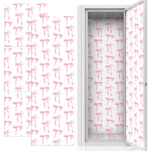 Gosodeny 6 Pcs Pink Bow Locker Magnetic Wallpaper 12 x 12 Removable Locker Wallpaper Accessories Magnetic Sticker for School Supplies Back to School Essentials Organization Decoration