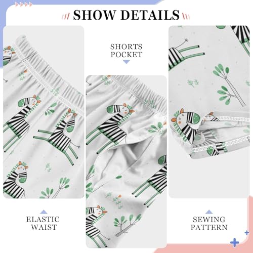 Zebra and Tree Boys Long Pants Soft Trousers Elastic Waist Kids Lounge Bottoms with Pockets S-XL4