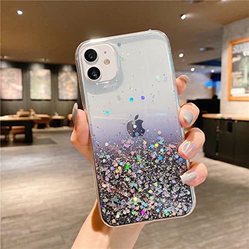 Coque transparente dégradée noire paillettes pour iPhone 12 Pro