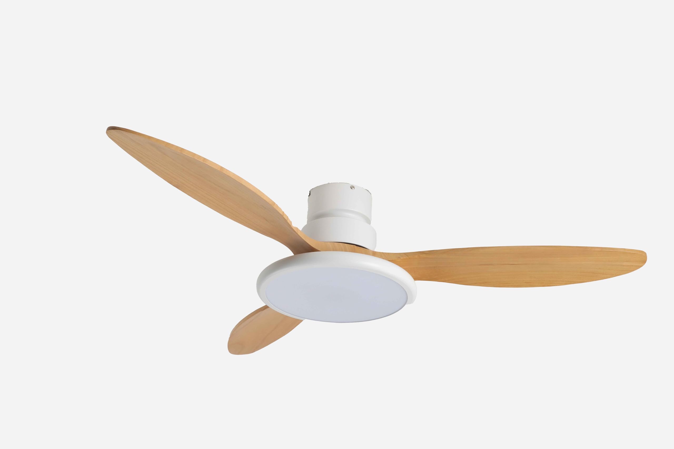Megashopitalia Ventilatore da Soffitto in Legno Massello con Lampada LED, Telecomando e Modulo Wi-Fi, Motore DC 40W (Legno chiaro)