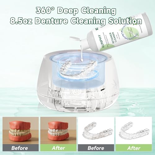 Image of KUNPHY Ultrasonic Retainer Cleaner Solution Concentrate-Professional Cleaning of Retainers, Denture, Invisible Aligners, Mouth Guards, Night Guards, Remove Odors, Discoloration & Stains 1.8 oz(Mint)