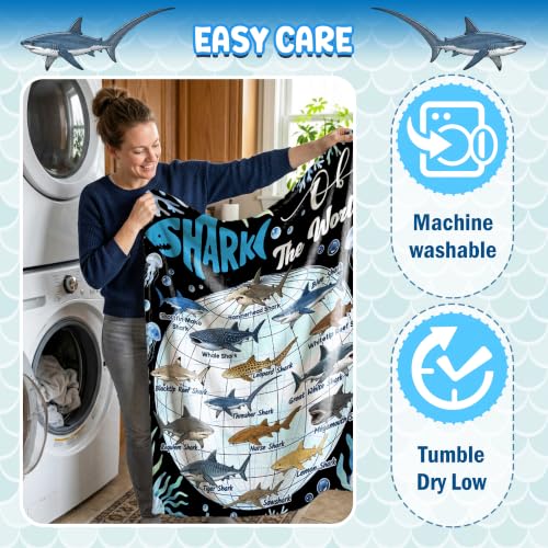 Xvx-Boom Shark Throw Blanket, Whale Shark Blanket, Fish Gift 40"x50" - image 9