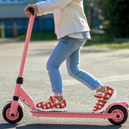 Christmas Santa Claul Pattern Girls Shoes Non Slip Lightweight Breathable Comfortable Sport Walking Athletic Running Tennis Sneakers (Little Kid)（White Sole）4