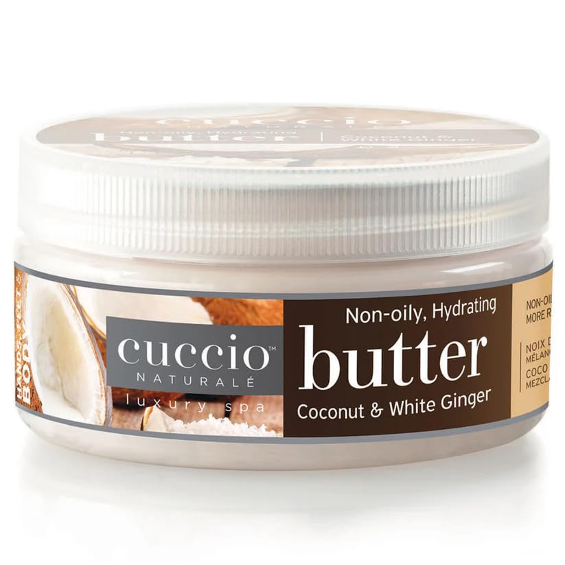 Cuccio Naturale Butter Blend Tratamiento hidratante para manos, pies y cuerpo en coco y jengibre blanco, 8 onzas por Cuccio