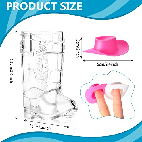 Chengu 33 Pcs Cowboys Shot Glass Plastic Mini Western Cowgirl Hat And Boot Glasses For Bridegroom Bridal Shower Bachelorette Party (White, Pink) #TOP2