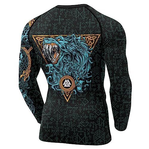 Viking Tatoo Men’s Compression Shirts Long Sleeve Rash Guards for MMA, BJJ, Grappling Base Layer Combat3