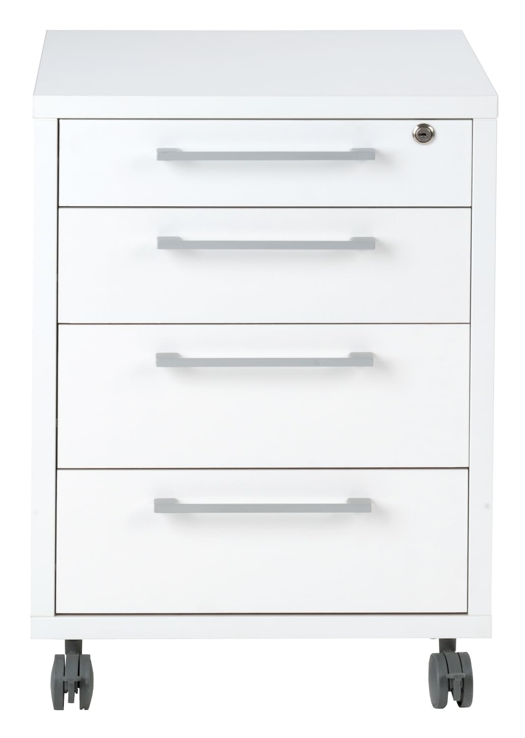 Container Rollcontainer Schubladenschrank | Weiß | 4 Schubladen | Abschließbar
