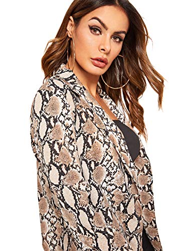 Floerns Women's Long Sleeve Open Front Leopard Print Blazer Multicolor-2 L