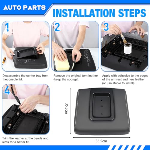 Jaeparbus Front Seat Center Console Armrest Lid Compatible with 2014-2018 Chevrolet Chevy Silverado Suburban Tahoe GMC Sierra Yukon XL Replaces 22881398 22876379, Black (Armrest Lid with Mat) by Jaeparbus - Used condition - Image 6