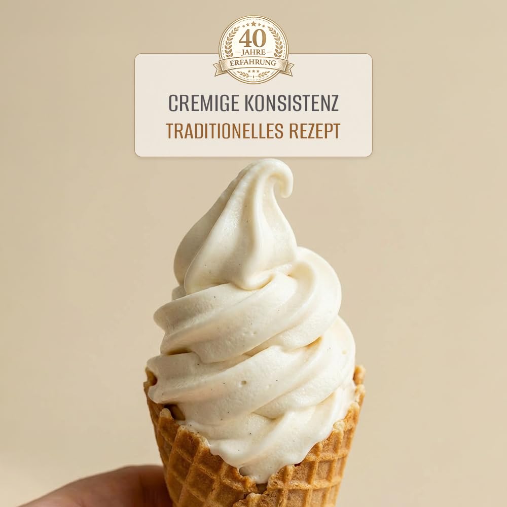 Bazko Sahne Geschmack Eispulver für Eismaschine 2 kg für 6 kg Eis Cremig Ergiebig