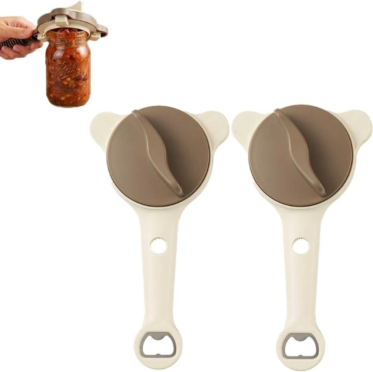 4-in-1 Jar Opener for Weak Hands and Seniors, Adjustable Stainless Steel Lid Remover, Multi-Function Bottle and Can Opener, Manual Kitchen Tool for Home Use (2)