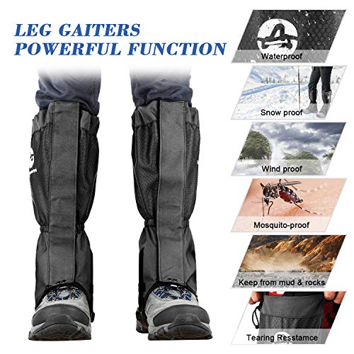 Pasanava Leg Gaiters Waterproof And Adjustable Snow Boot Gaiters One Size For Hiking,Walking,Hunting,Backpacking And Outdoor Climbing For Men And Women (Black) #TOP3