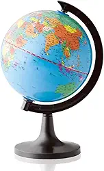 Globo Terrestre Giratorio Mesa Mapa Mundi Político Escolar 14,2 cm Eixo Com Medidor Geopolítico Escolar e Decoração