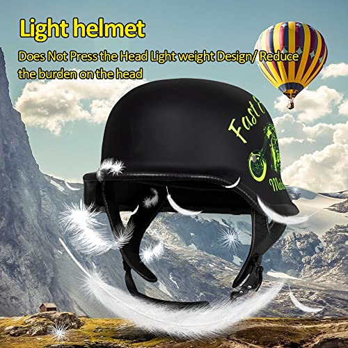 German Style Motorcycle Retro Half Helmet 100% Dot Approved Cap Half Shell Helmet Mens Womens Half Open Helmet With Adjustable Quick Release Buckle Cap Half Shell Helmet+Goggles #TOP1