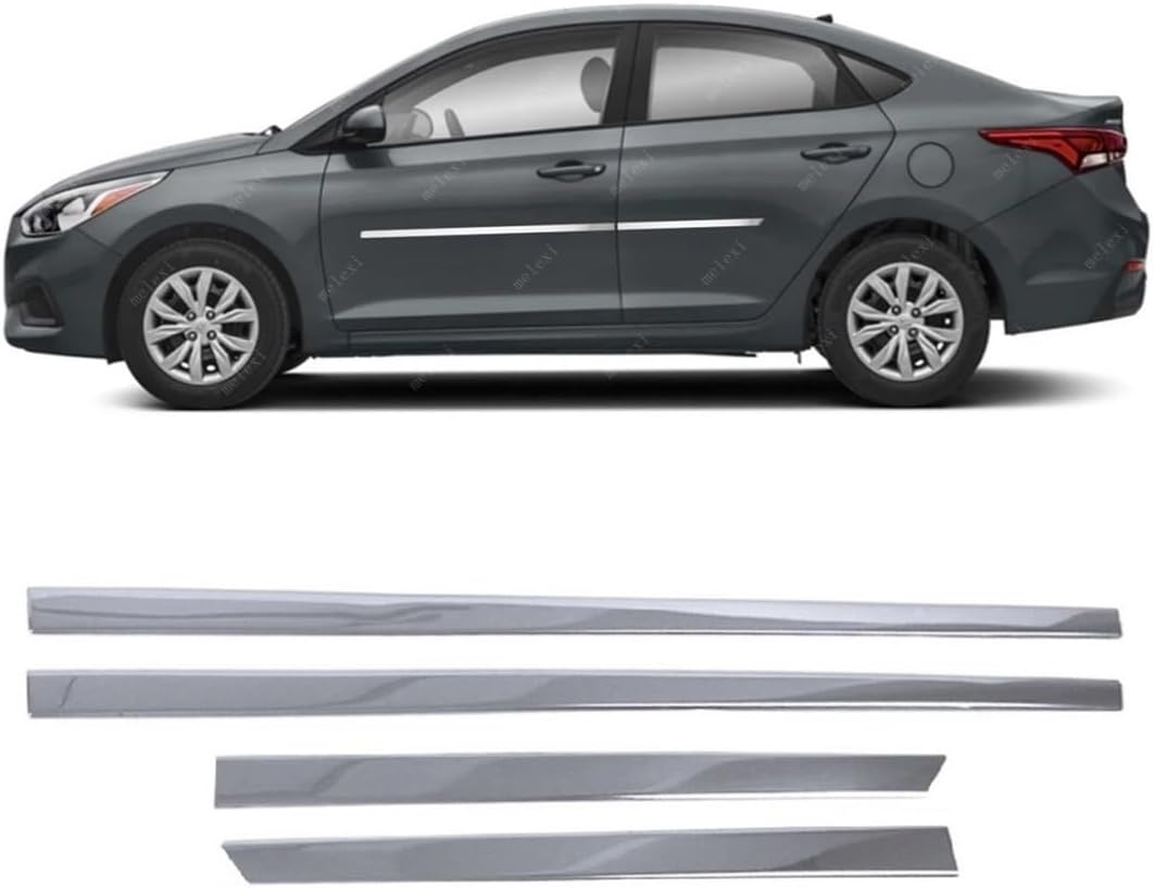 MELEXI Chrome Side Door MOLDING 4 Door 4 PCS S.Steel Compatible with Hyundai Accent Sedan 2018 Onwards