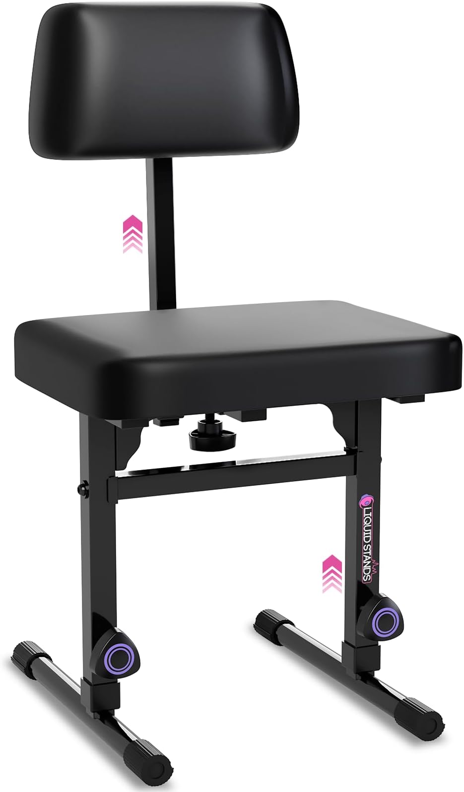 Liquid Stands Piano Bench Adjustable Stool – Music Keyboard Bench with Backrest Seat for Piano Keyboard Stand with Black Padded Cushion for Musicians Piano Stool Chair