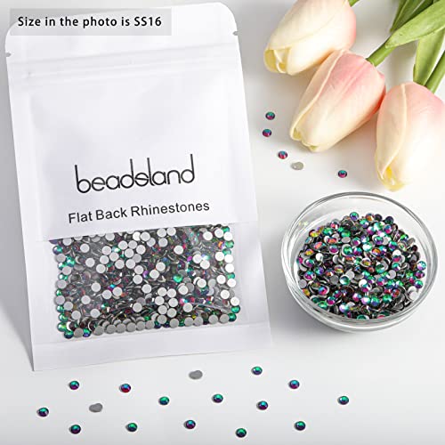Image of Beadsland Flat Back Crystal Rhinestones, Green Volcano, SS16, 2880pcs | Flatback Glass Gems, 3.8-4.0mm, for Nail Art Craft, Glue Fix