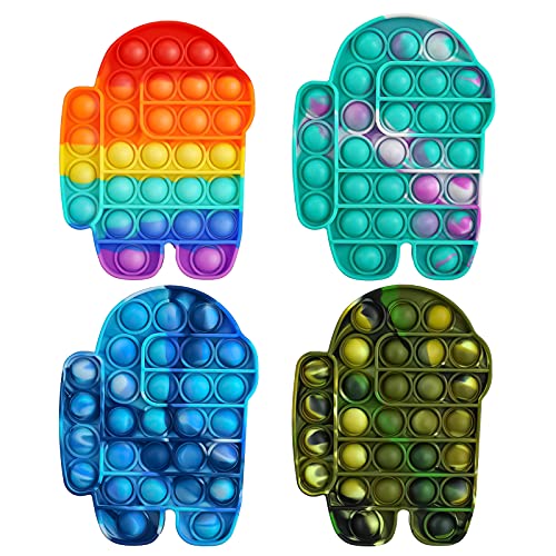 CAMTOA 4Pcs Push Pop Bubble Sensory Fidget Toy Stress-Relieving Toys for Autism Popular Office Tools Calming Children's Toys, Decompression Toys Suitable for All Ages (Gradient Colors)