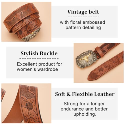 Western Cowboy PU Leather Belt Engraved Buckle Belts Country Rodeo Buckle Belt Vintage Belt Bull Buckle Belt4