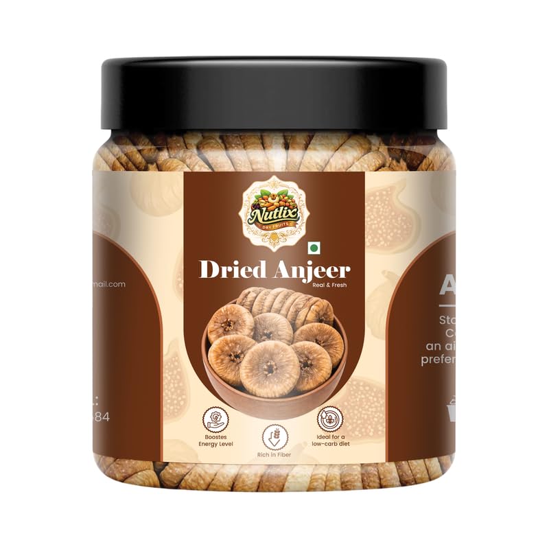 Image of NUTLIX Dried Afghani Anjeer 250gm| Dry Fruits in Fresh | Dry Figs | Naturally Sweet Fiber Rich Anjeer for Digestion, Energy & Healthy Snacking