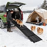 RBFGYIOP Hunderampe Auto Klappbar 180×43 cm, Extra Lange Hundetreppe Faltbar Bis 113 kg, Super Flacher Winkel, rutschfeste Oberfläche Für SUV, Truck, Hohes Bett