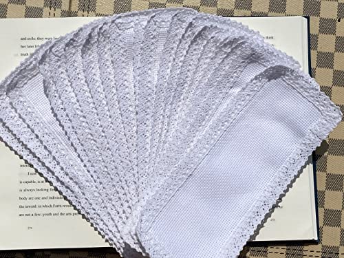 Image of 18pcs of 18count aida Fabric Bookmarks to do Cross Stitch,Cotton aida Fabric,lace Edged,35x120aida, Outside size9x20cm, Blank Cross Stitch Bookmarks