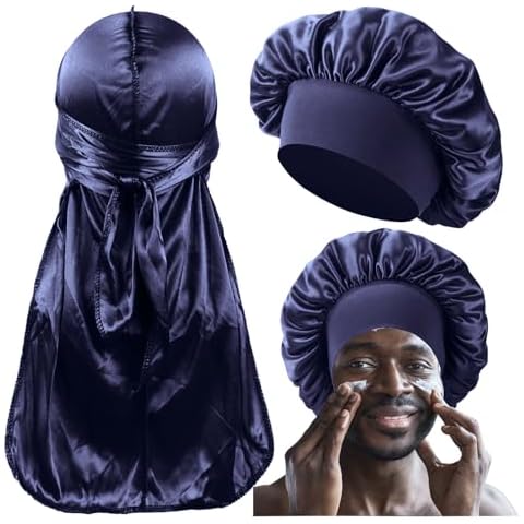 Bonnet for Men,Silk Bonnet for Men for Sleeping,Matching Durag and Bonnets Set for Couples,Mens Bonnet for Curly Hair,Braids Cover