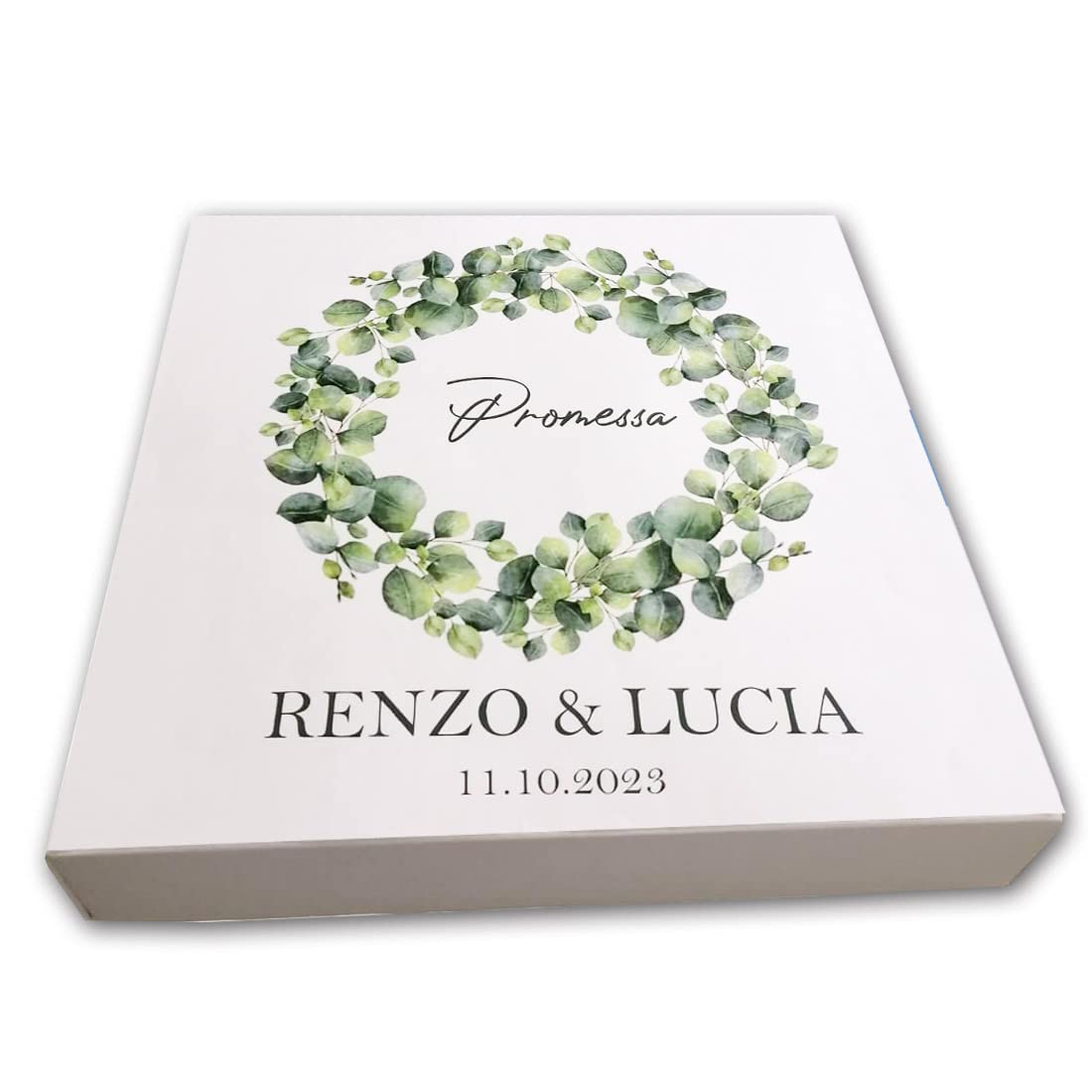 Scatola Box bomboniere cubetto Personalizzabile vassoio portaconfetti con confetti e bigliettini kit confettata per eventi di ogni genere (Promessa)