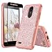TJS LG Aristo 2/Aristo 3/Aristo 2 Plus/Tribute Dynasty/Tribute Empire/Rebel 3 LTE/Fortune 2/Rebel 4/Phoenix 4 Phone Case, [Full Coverage Tempered Glass Screen Protector] Glitter Girls Wome (Rosegold)