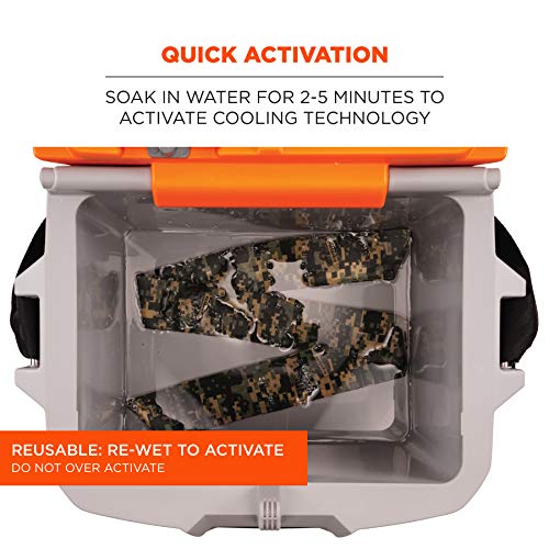 Image of Ergodyne Chill Its 6700 Cooling Bandana, Evaporative Polymer Crystals For Cooling Relief, Tie For Adjustable Fit, 6-Pack, Camo