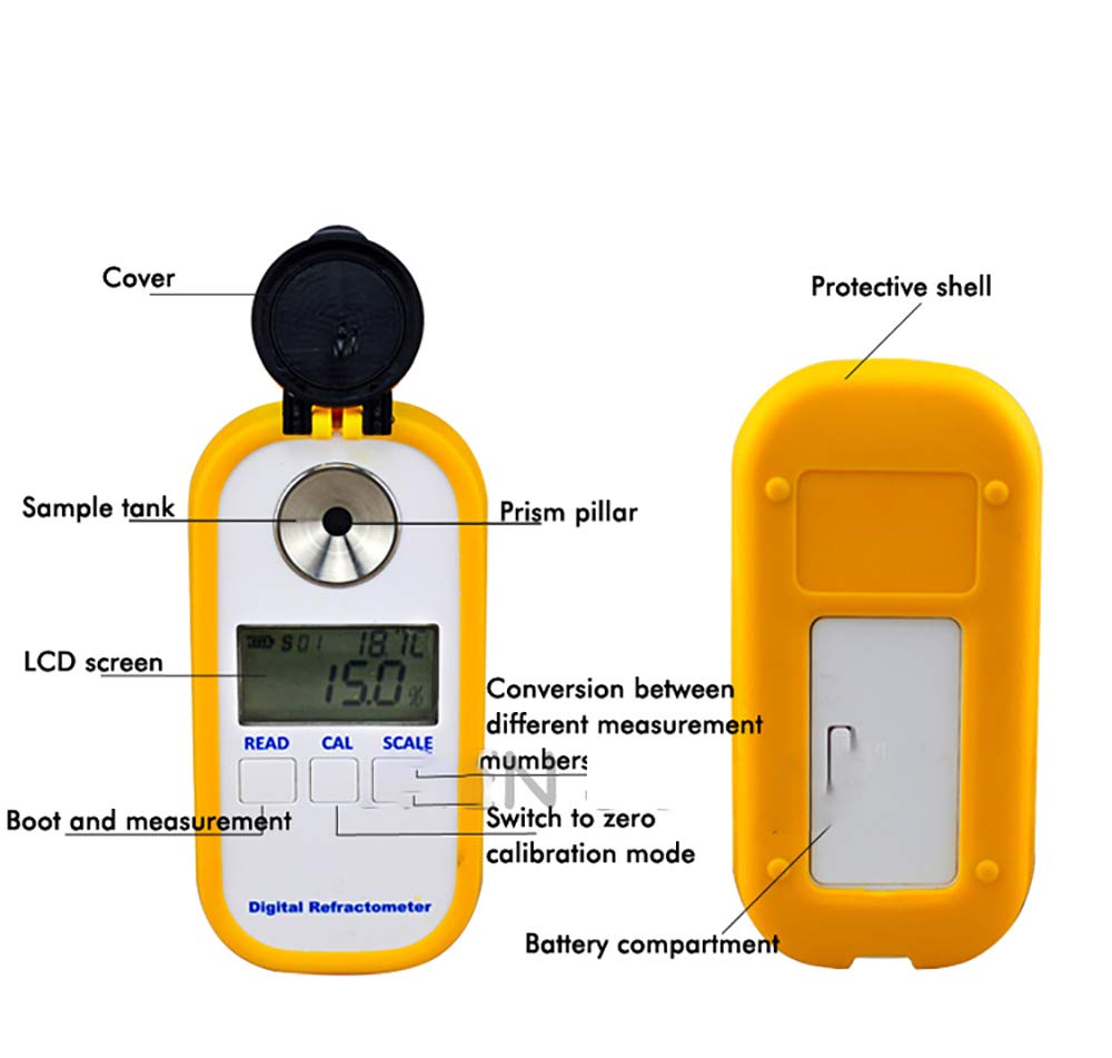 Misuratore di concentrazione del rifrattometro Digitale dello Zucchero con Display a Doppia Scala BRIX/TDS per Alimenti, succhi e caffè