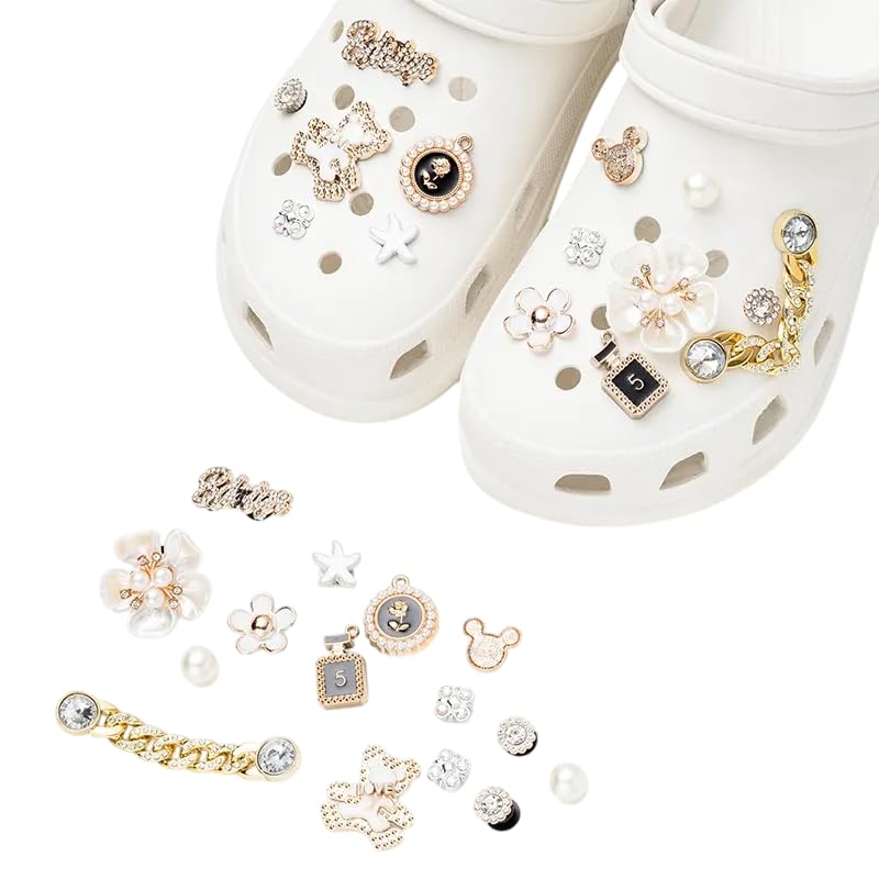 La Mejor Selección de Decoración original los mejores 10. 49 Jibbitz de Diamantes para Zapatos Mujer y Niña, 13 Pines Brillantes Tipo Diamante, Charms Decorativos para Zapatos, Accesorios para Zapatos Originales (Lujo Dorado)