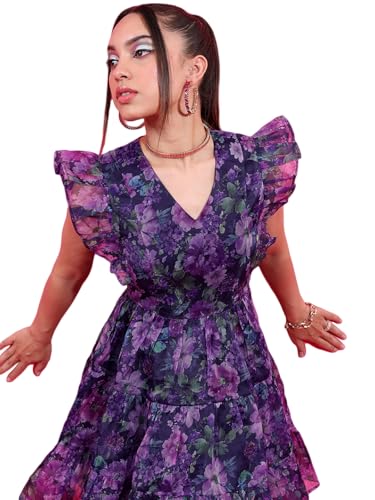 Image of Tokyo Talkies Women's Sleeveless V-Neck Printed Dresses | Stylish Dresses | Party Dresses