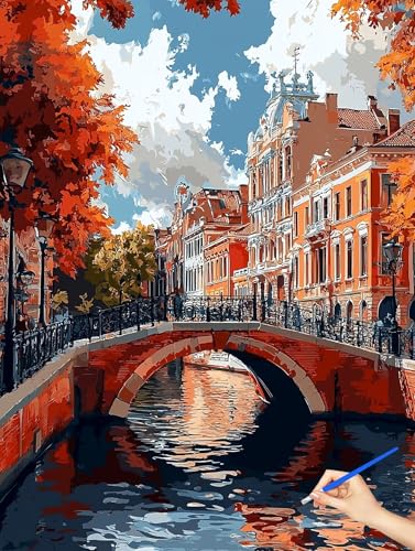 数字油絵 風景 数字塗り絵 秋 Paint by Numbers ナンバーペイント 子供 初心者 DIY Cheerful Painting 手工芸 芸術手塗りれる アクリルキット 大人のためのクリエイティブな趣味 誕生日プレゼント ホーム オフィスの壁装