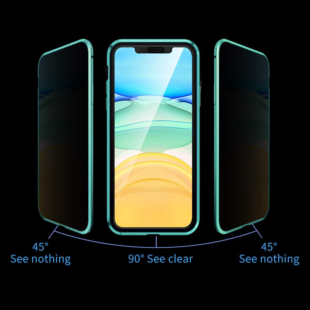 Guppy Compatible with iPhone 13 Pro Magnetic Case with Built in Privacy Screen Protector Anti Spy Tempered Glass Slim Metal Aluminum Shockproof Cover Hard Drop Proof Protective 6.1 inch Black