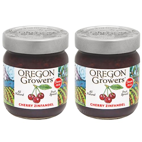 Oregon Growers, Cherry Zinfandel Jam - Black Currant Spread, Preserves and Jams, Natural Fruit Spreads, Non-GMO, No High-Fructose, No Preservatives, Cherry Spreads - 12 Oz (2-Pack)