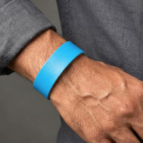 Image of THE MEN THING BLAZEFIT STRAP - 18mm Genuine Leather Bracelet with Stainless Steel Stud Button Closure for Men & Boys (6.6 /7.1 /7.6 inch)