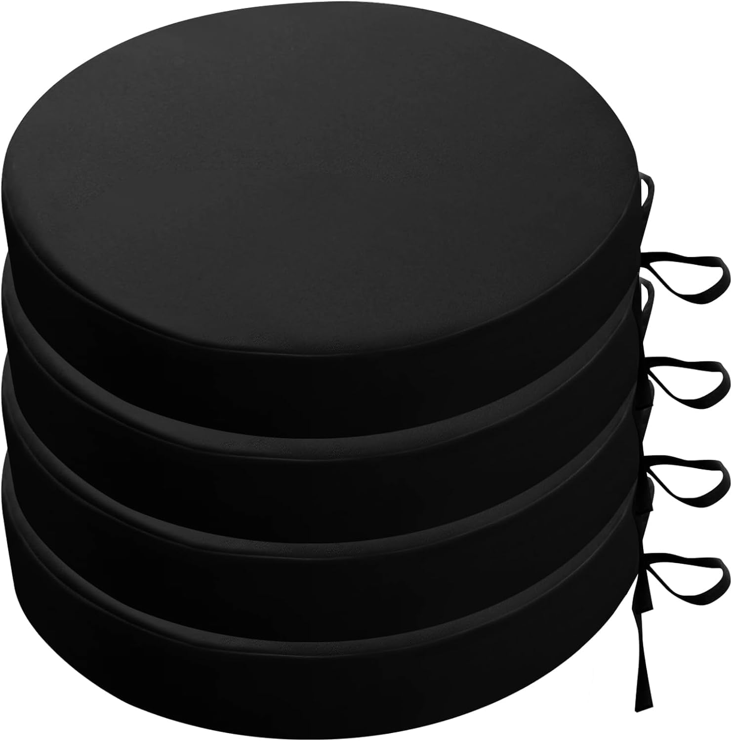HKJGNH Set of 2/4 Round Outdoor Patio Chair Cushions Waterproof - 45/50/40cm Garden Round Seat Cushions with Ties Thick 5cm, Chair Pads for Patio, Kitchen Dining, Lawn & Garden(Black,40x5cm(4pcs))