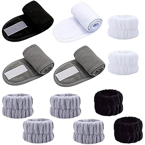 AUXHCYL 12 Spa Headband Set,Multifunction Skincare Headband Elasticity Makeup Headband,Headband for Washing Face(Black,White,Gray) Cover
