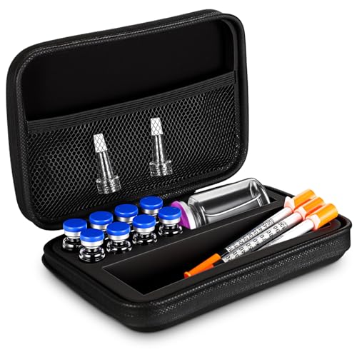 Acellegic Peptide Case 8 x 3ml + BAC & Case Holds Vials Water BAC Peptide GLP1, 3ml Vial Storage, Fridge Freezer Travel, with Mesh Pocket(Long Style)