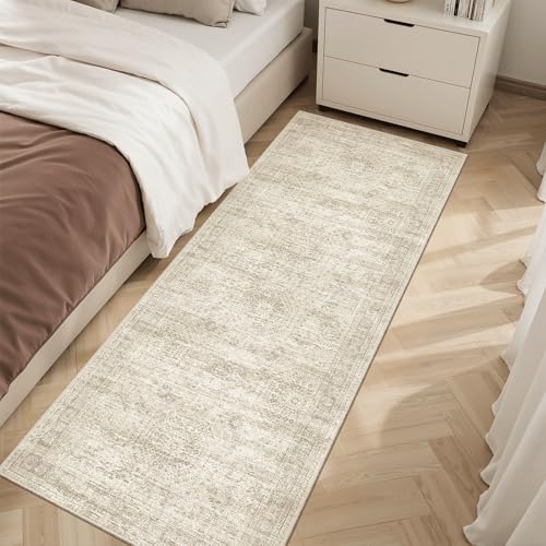 Soalmost Runner Rug 2x5 Washable Non-Slip Kitchen Runner Rugs for Bathroom Laundry Room Beige Vintage Floor Carpet Runners for Hallway Entryway