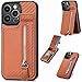 Rfvzubemok Compatible with Oppo Reno5 5G Case,Compatible with Oppo Reno5 K 5G Zipper Card Slots Built-in Magnet Kickstand Phone Case Brown