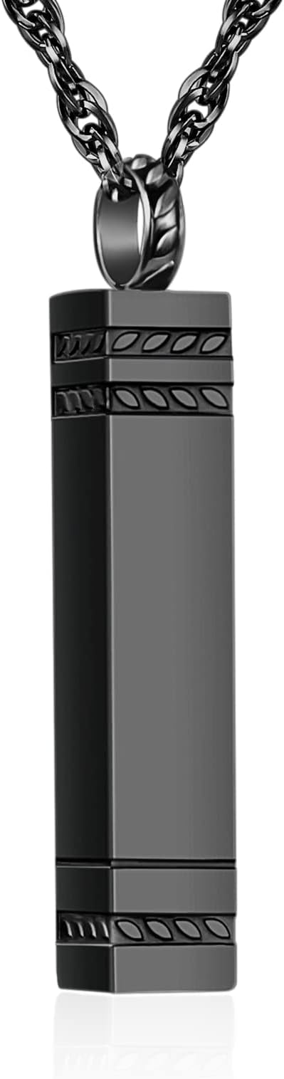 Urn Necklace for Ashes Memorial Cremation Jewelry for Ashes Stainless Steel Ashes Jewelry Cube Ashes Necklace Bar Urn Pendant for Women Men