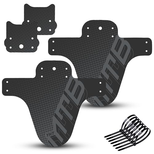 Image of YHT 2 Pack Mountain Bike Fenders, High Compatible Bicycle Mudguard Fits 26", 27.5", 29", Thicken Widen Front and Rear Mud Guard, MTB Fender, Frame Guards,Black,Pattern-1