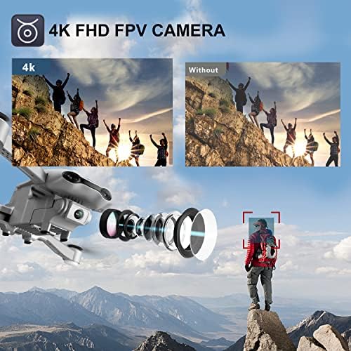 4DRC F3 GPS Drone for Adults with 4K Camera 5G FPV Live Video for Beginners, Foldable RC Quadcopter with Auto Return Home, Follow Me,Dual Cameras,Tap Fly,2 Batteries, Includes Carrying Case