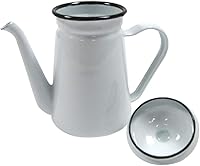 Vista 2 de Treasure Gurus - Olla de té de café caliente rústica con esmalte blanco rústico para acampar al aire libre, decoración de cocina