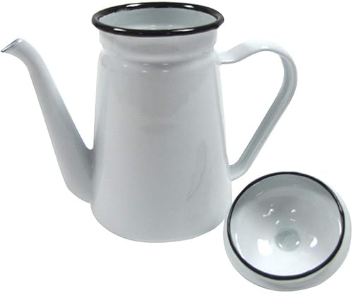 Miniatura 2 de Treasure Gurus - Olla de té de café caliente rústica con esmalte blanco rústico para acampar al aire libre, decoración de cocina